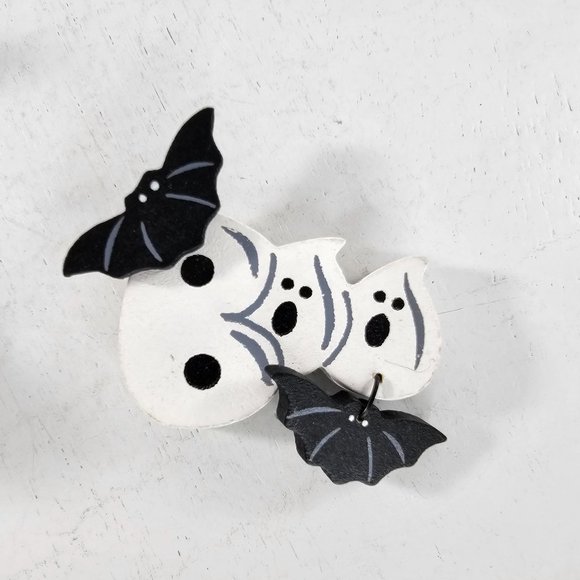 Vintage Handmade Halloween Magnet Witch Ghost Bat - Picture 3 of 7